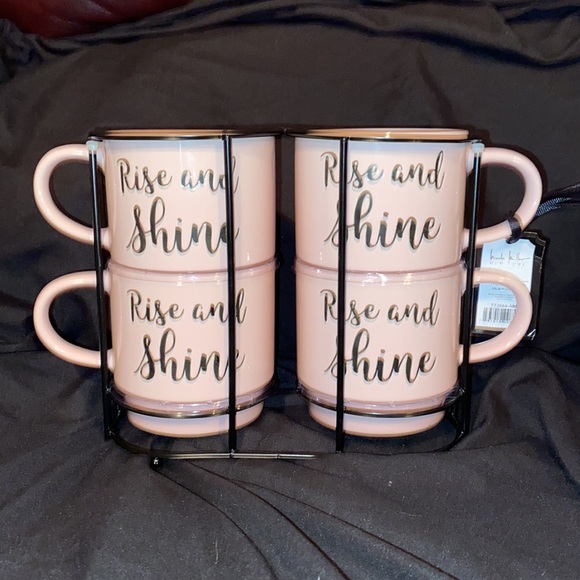 Stacking mug set,NWT, Rise & shine 4 piece set, glass/ceramic - Picture 7 of 14